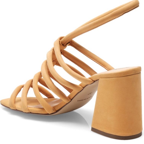 Free People women’s Colette sandal in Hot Orange solid color open toe high heel - Picture 3 of 3